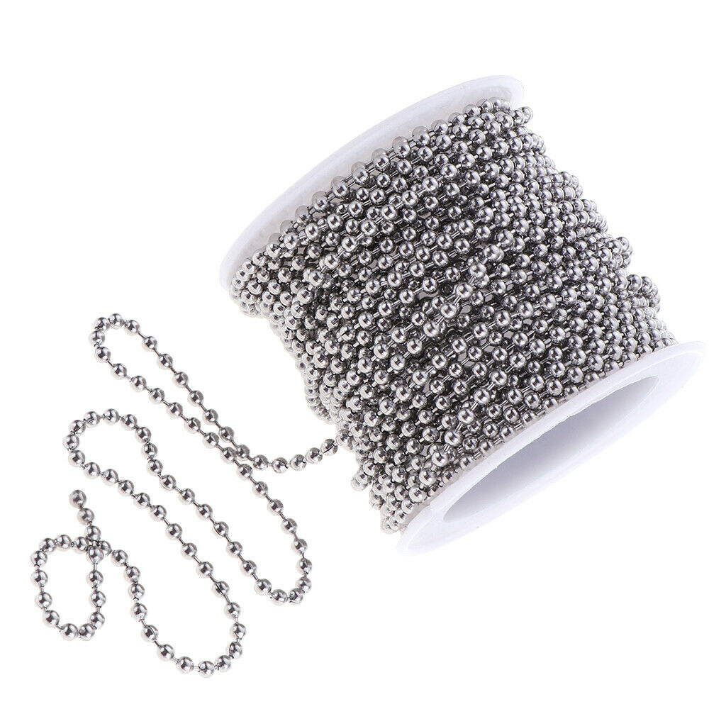 13yd Stainless Steel Beaded Ball Chain 2.5mm Wide DIY Jewelry Findings Craft