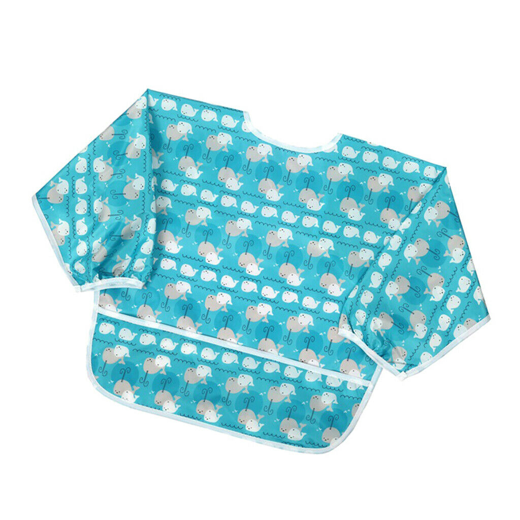 Drooling Teething Waterproof Bib with Sleeve for Baby Toddlers Whale M
