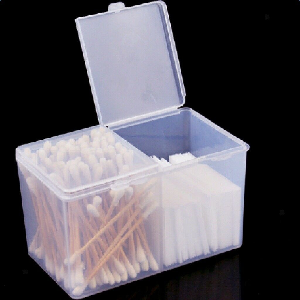 2 Grids Plastic Cotton Ball Ear Bud Swab Pad Nail Wipes Holder Organizer