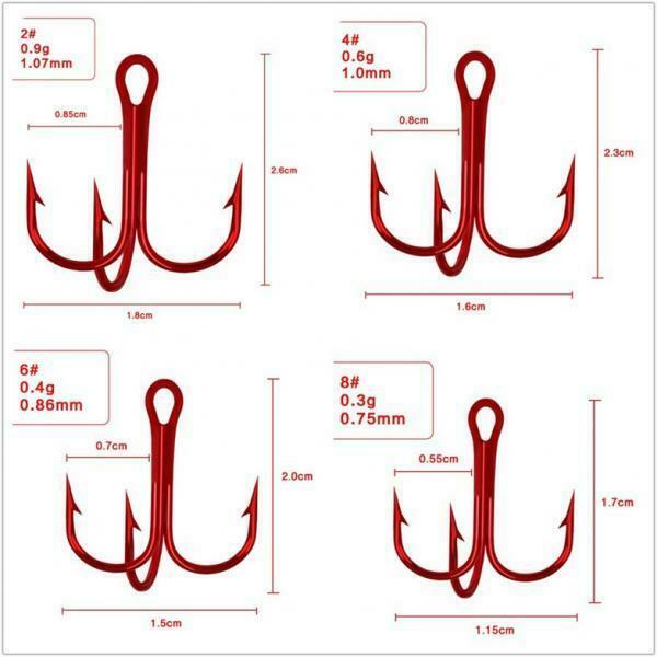50pcs Treble Hooks High Carbon Steel Barbed