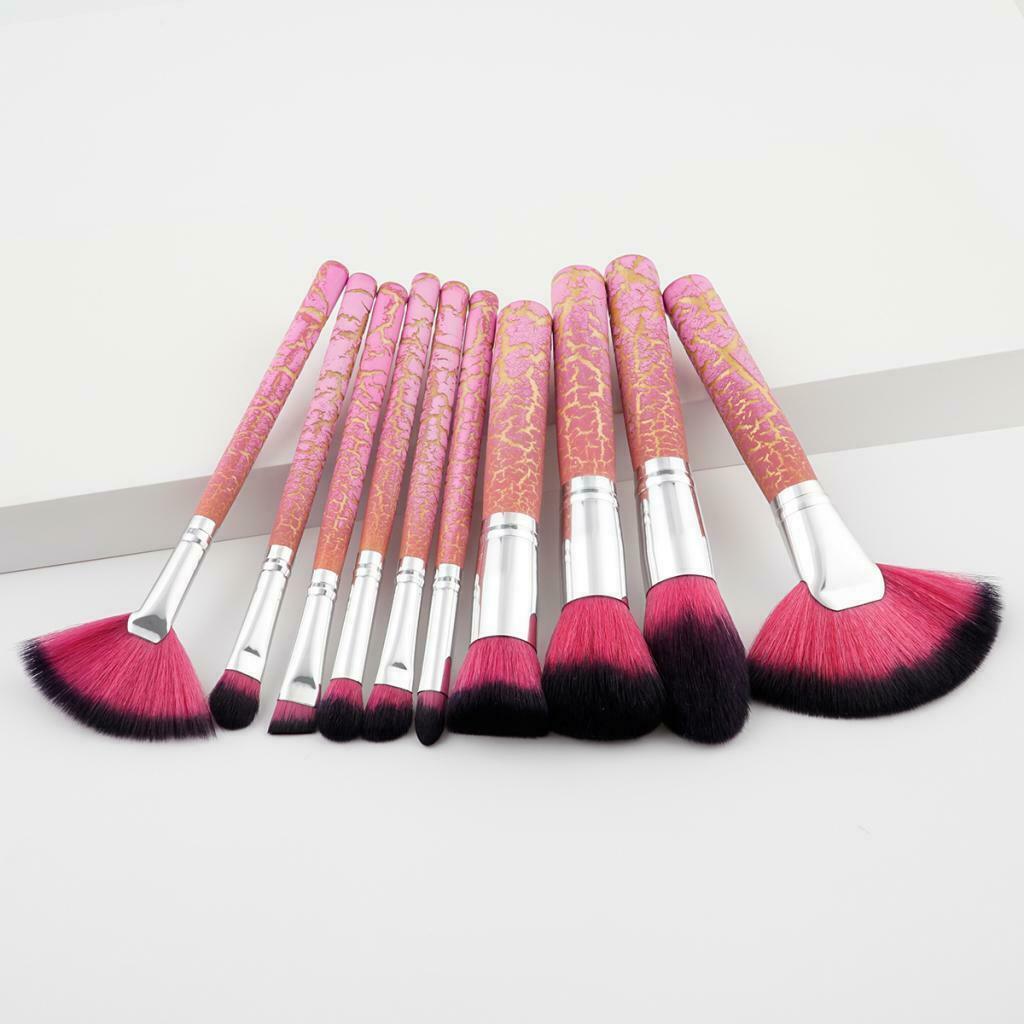10 Pieces Wood Handle Cosmetic Makeup Brush Powder Foundation Eyeshadow Set
