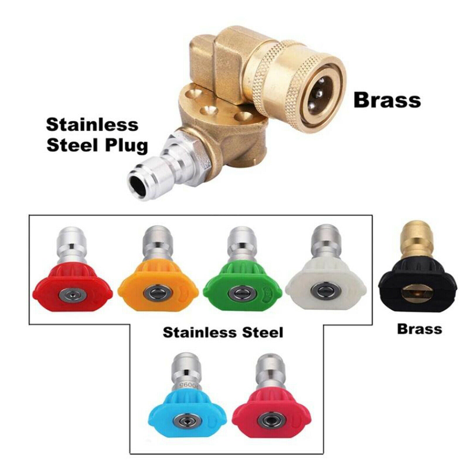 7x High Pressure Washer Spray Nozzle Tips 1/4 inch Quick Connect Fitting