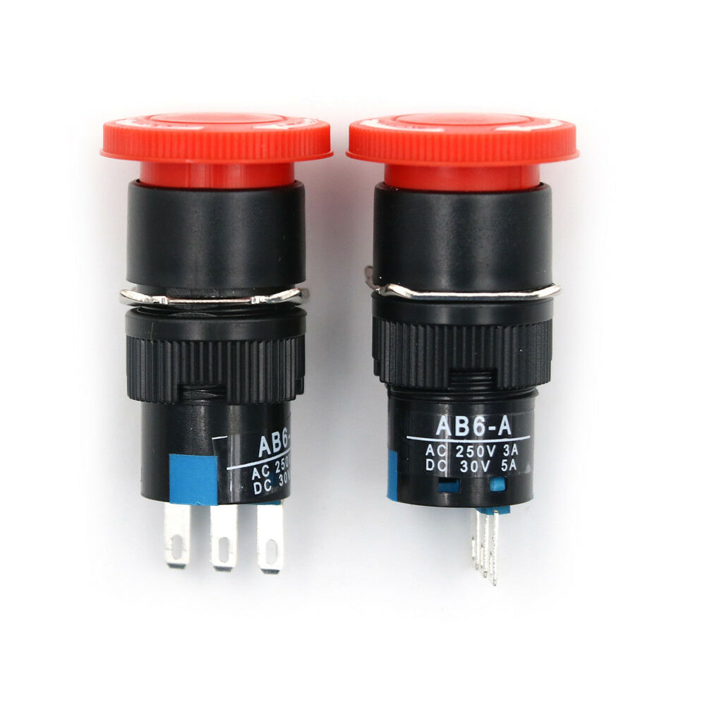 2PCS 16mm Cutout Twist Release Emergency Stop Mushroom Push Button Switch B TL