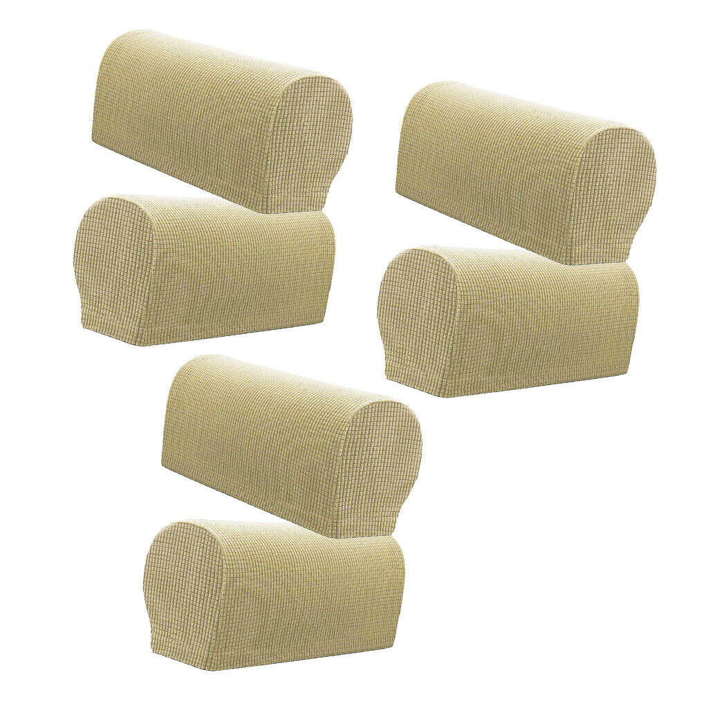 Set of 6 Flannel Furniture Sofa Armrest Covers Protectors Beige