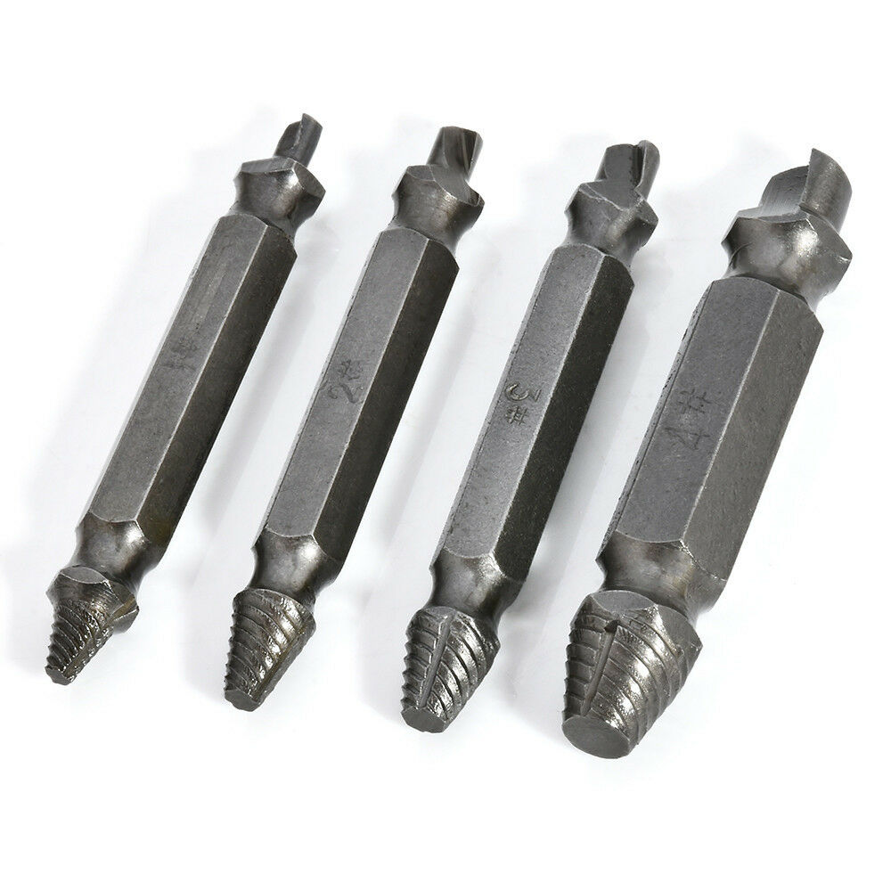 4pcs Damaged Stripped Broken Screw Extractor Drill Bits Easy Out Bolt Remover
