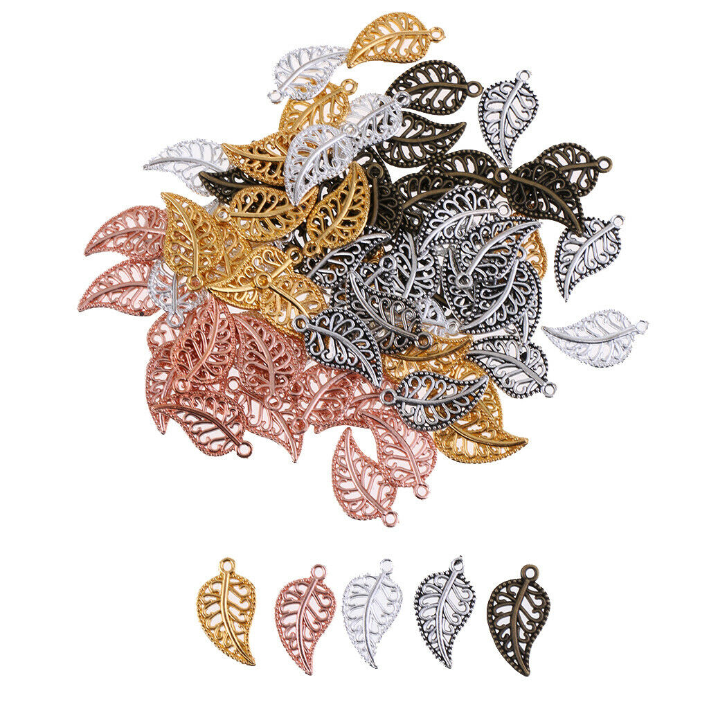 75pcs Jewelry Making Beads Leaves Charms Pendants DIY Jewelry