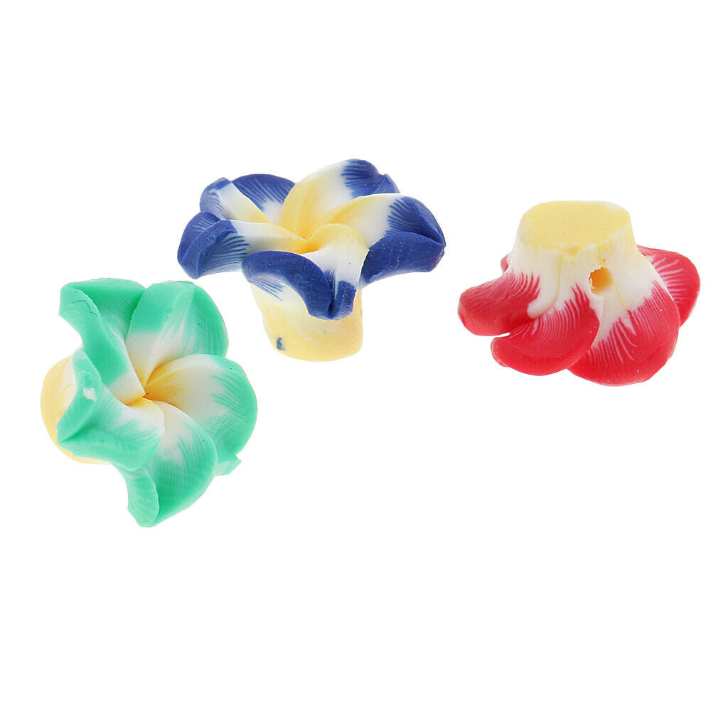20pcs Mixed Color Plumeria Rubra Polymer Clay Beads for