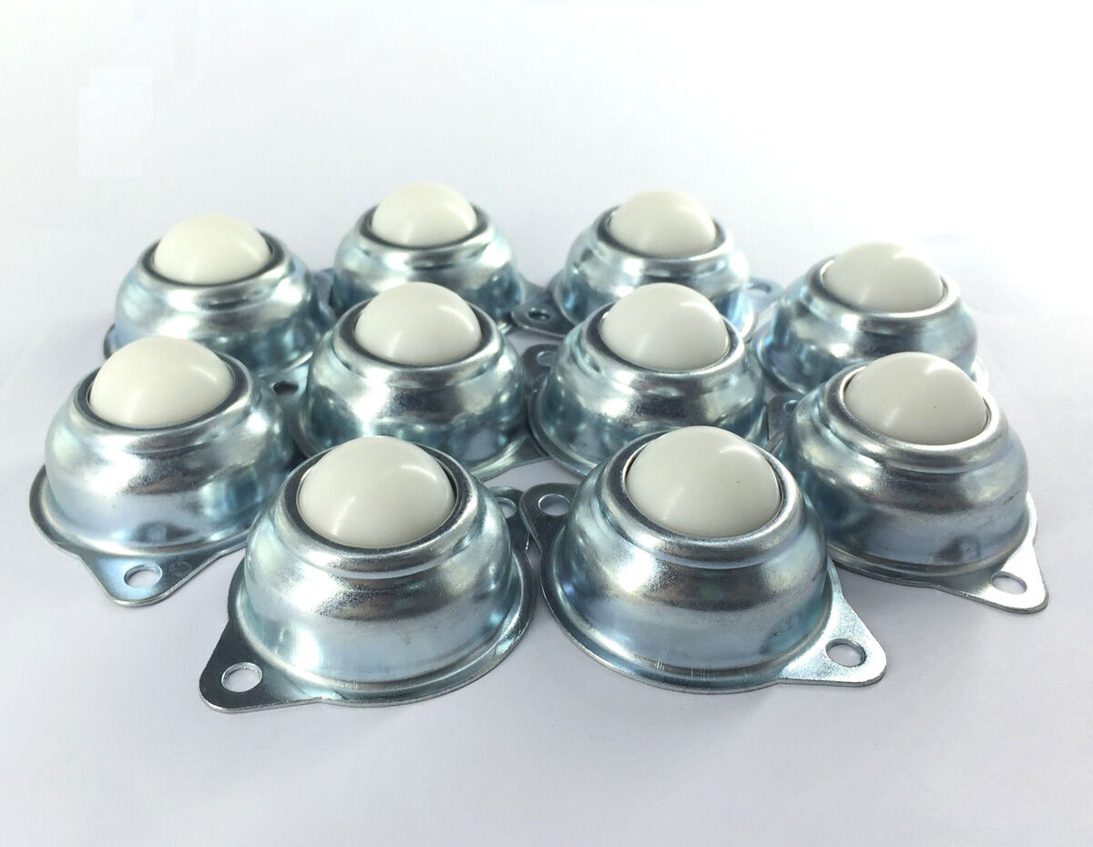 10pcs Dia 1'' Nylon Ball Metal Transfer Bearing Unit Conveyor Roller  [M1]