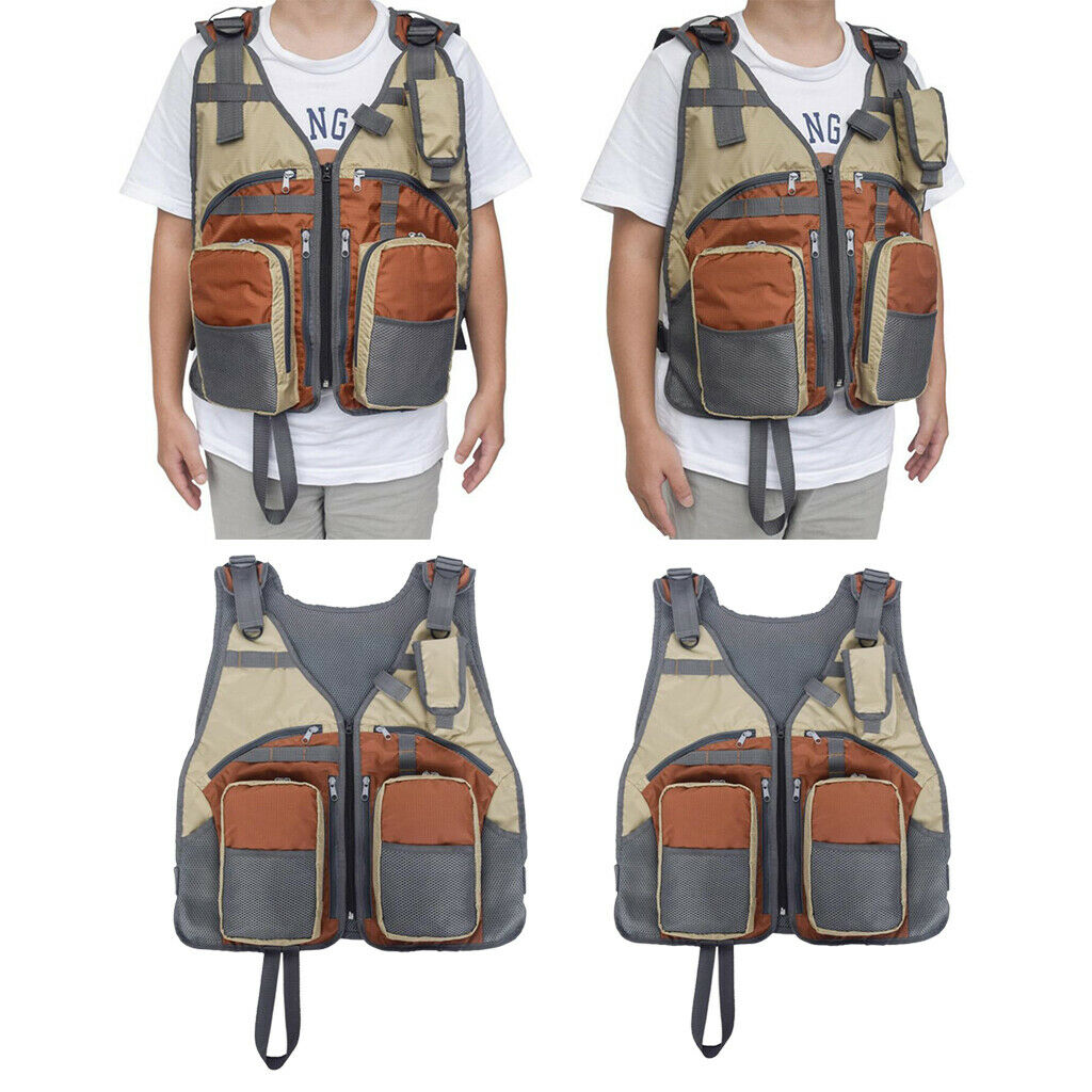 Breathable Multi-pockets Fishing Vest Adjustable for Men and Women, for Fly Bass