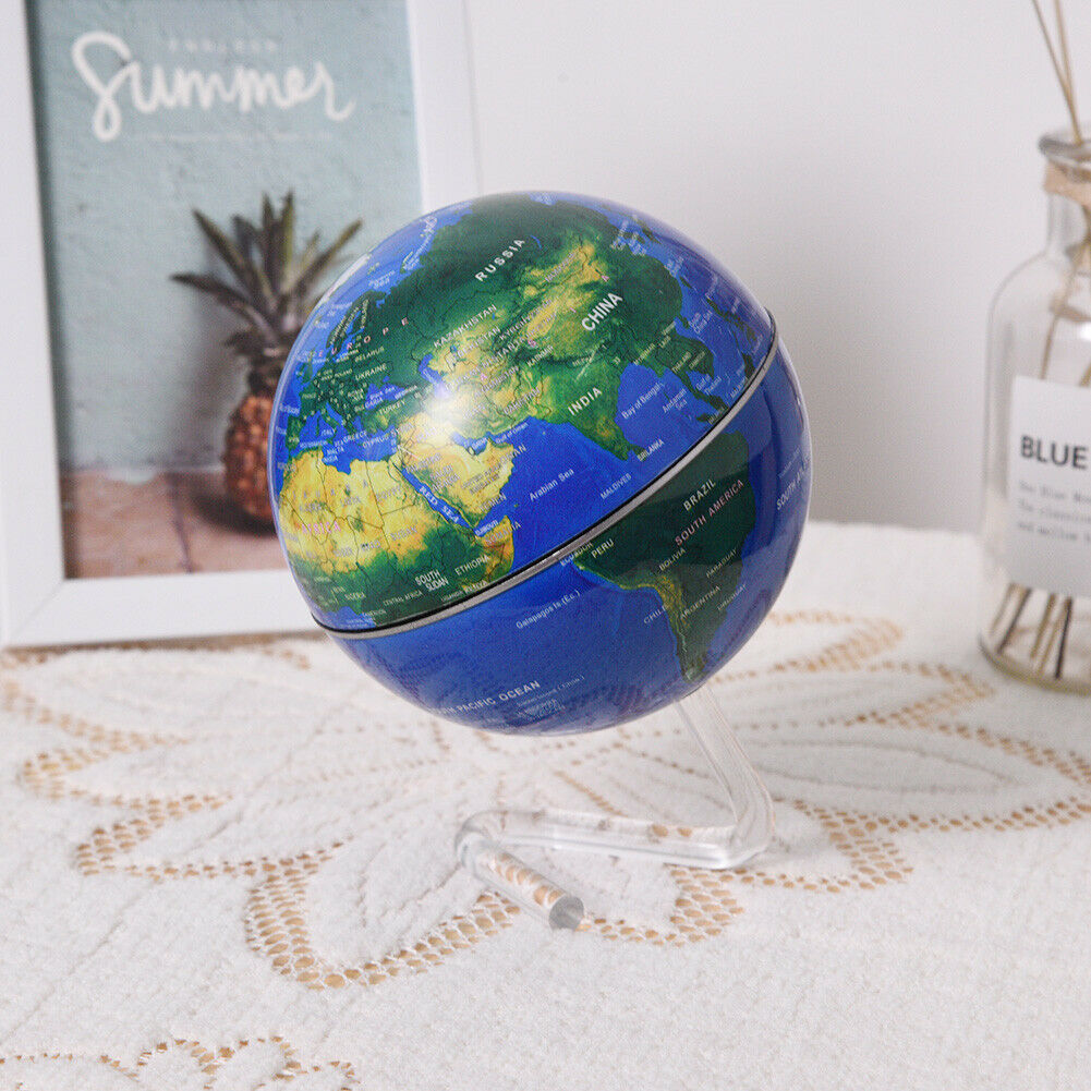 Spinning World Globe for Kids Leaning Small Earth Globe Home Desk Decoration