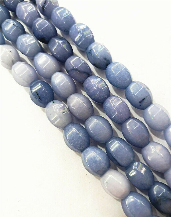 1 Strand 14x10mm Blue Malay Jade Faceted Olive Spacer Loose Beads 15.5" HH7906
