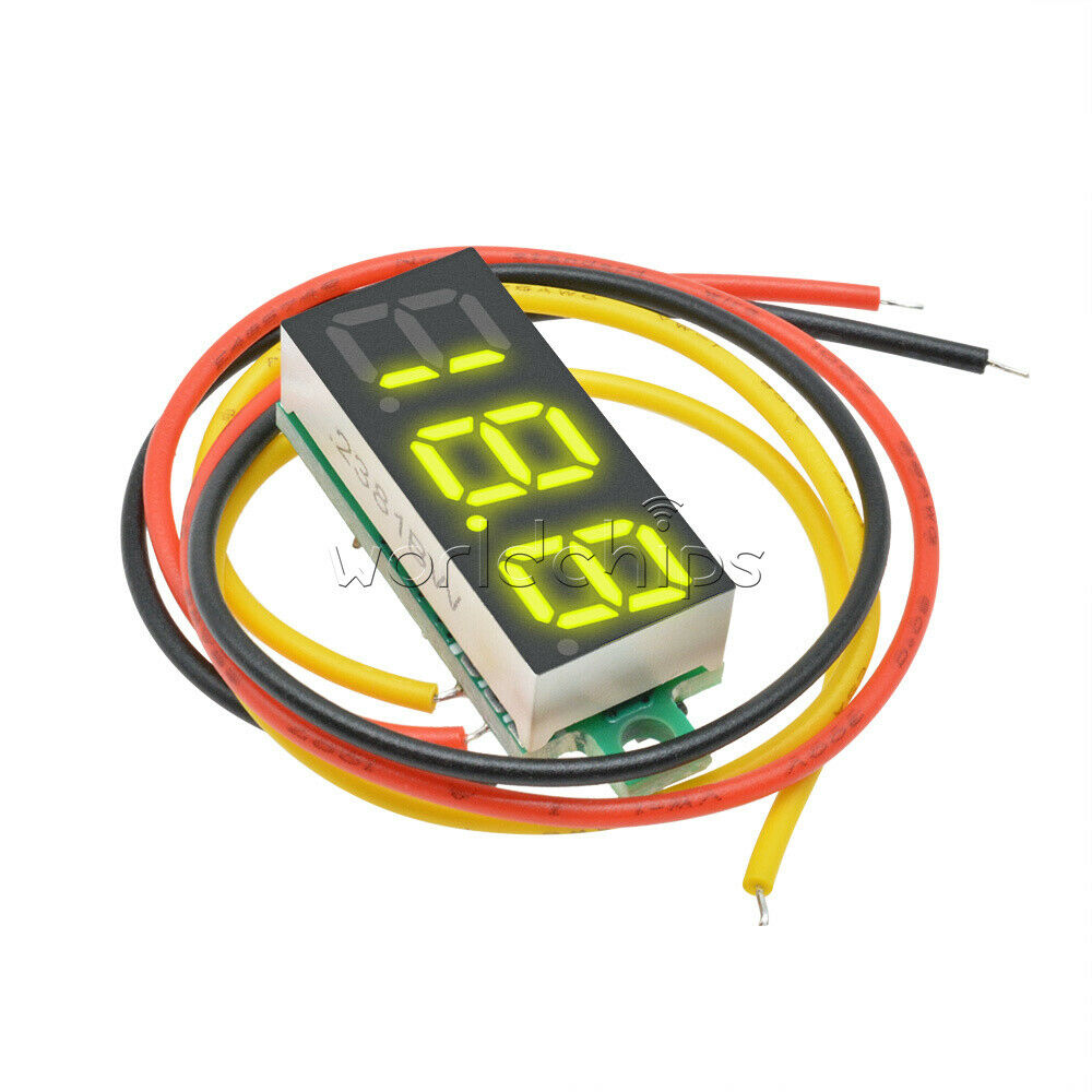 Yellow 0.28" LED DC 0-100V Voltmeter Digital Display Voltage VOLT METER 3-Wires