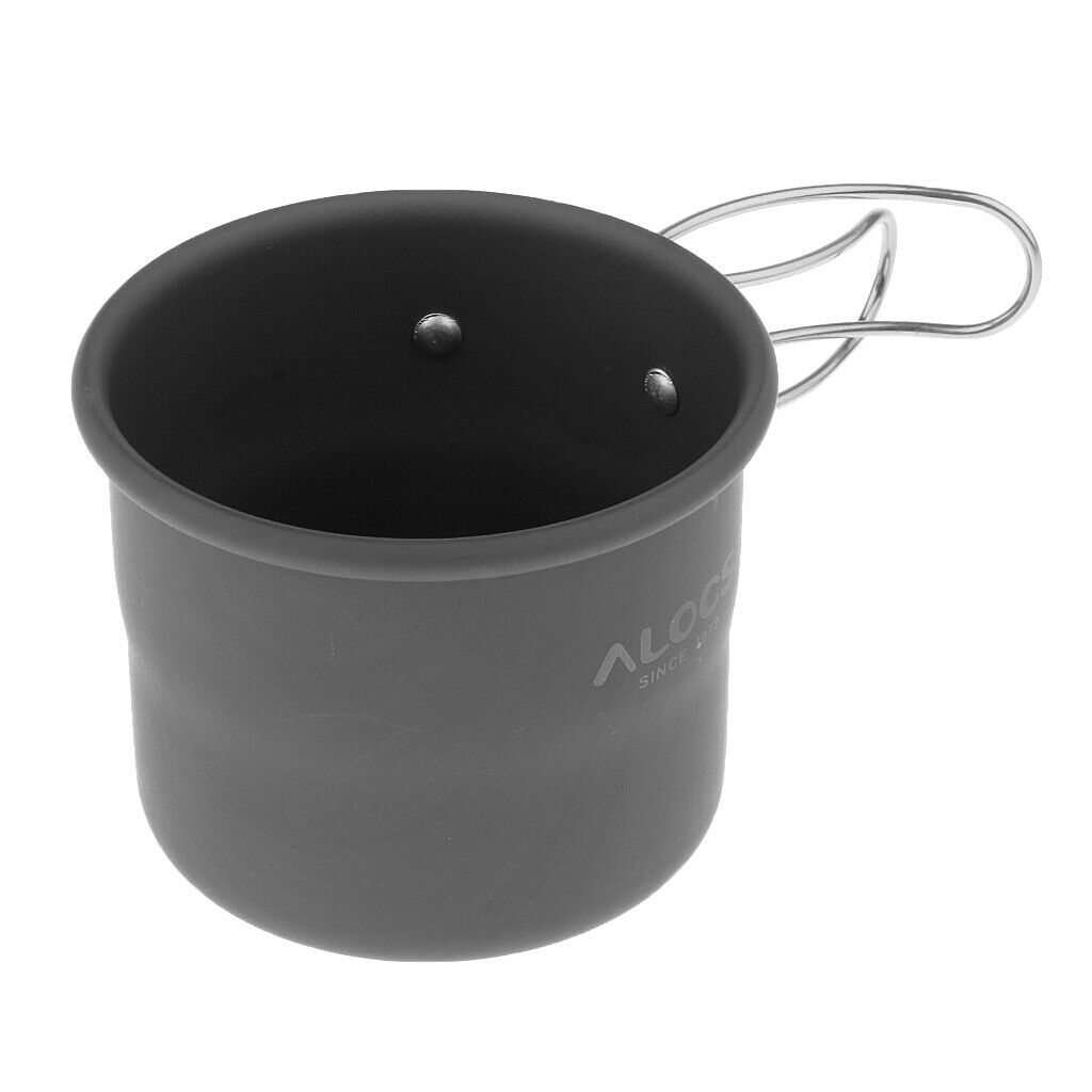 2X Outdoor Camping Portable Aluminum Alloy Cup Coffee Mug w/ Folding Handle