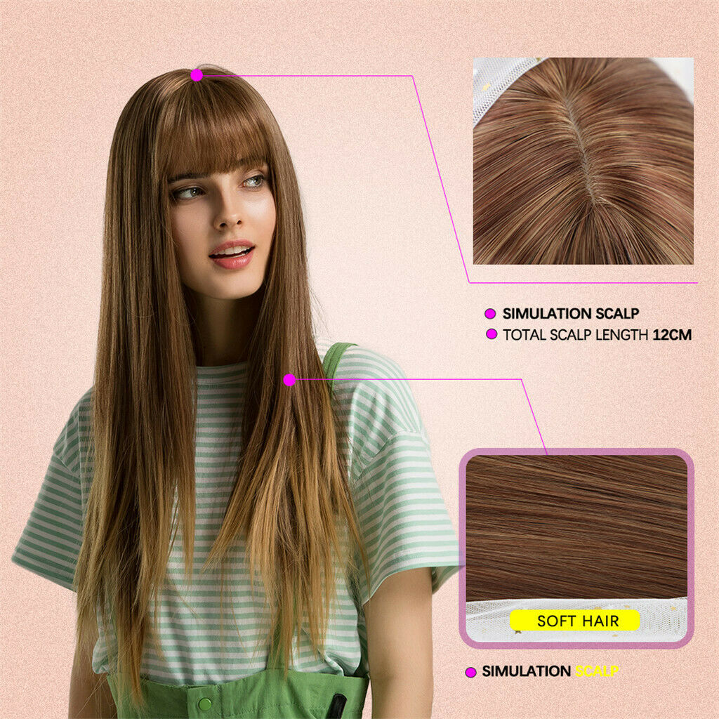 Elegant Fashion Long Straight Middle Part Womens Synthetic Wigs for Party