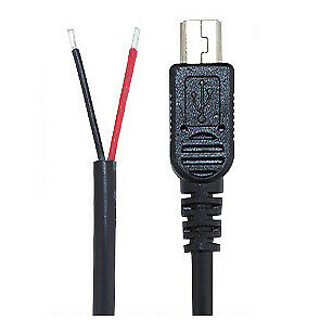 10pcs Micro USB Male Plug 2 wires Power Pigtail 1M/3.3ft 22AWG 3A Cable Cord DIY