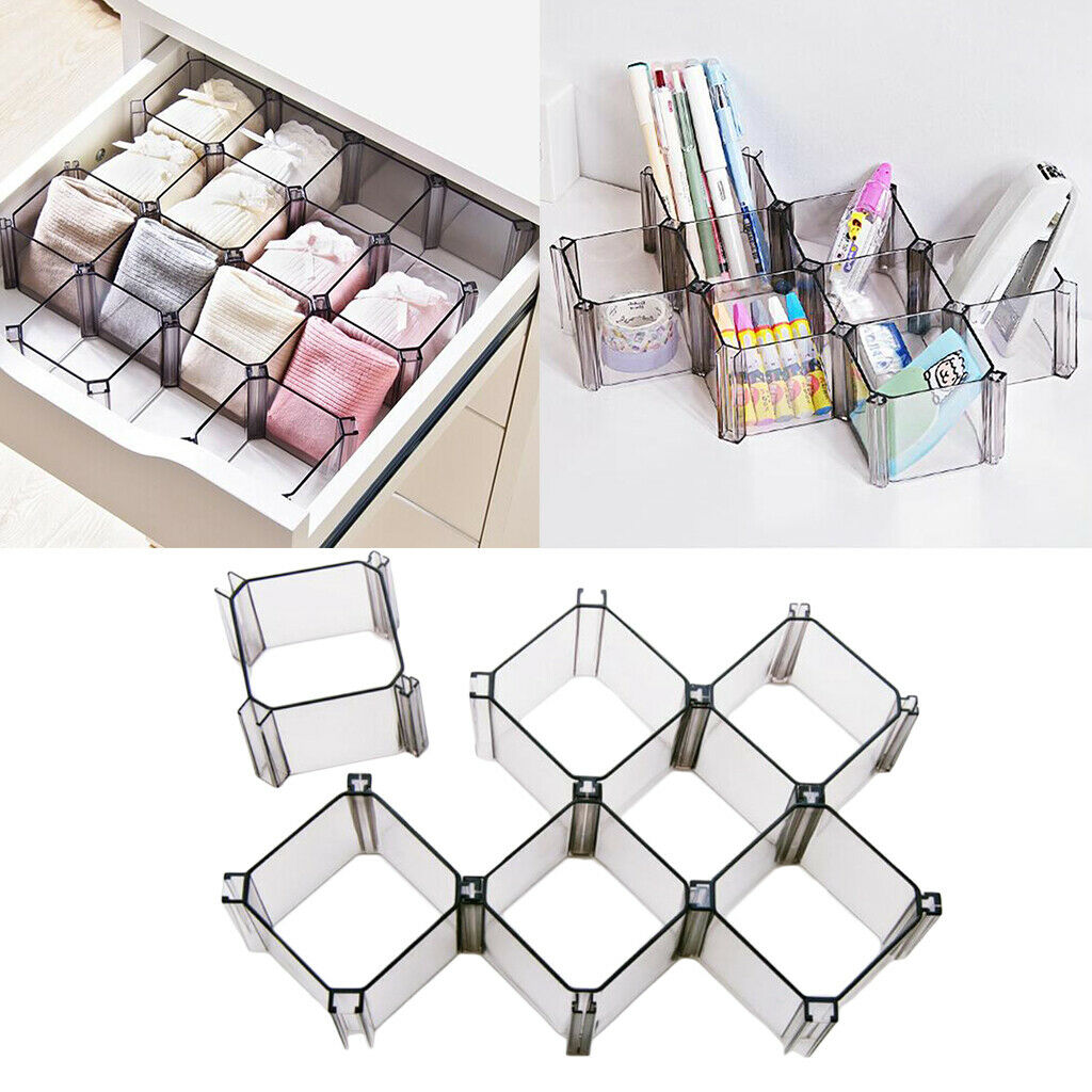 Adjustable Plastic Drawer Closet 12-Grid Divider Organizer Container Home