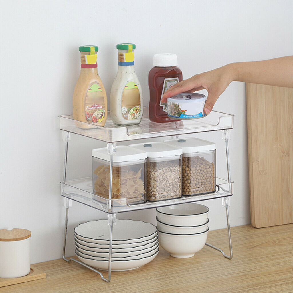 Stackable Cabinet Organizer Storage Rack Tabletop Shelf Organization Stand