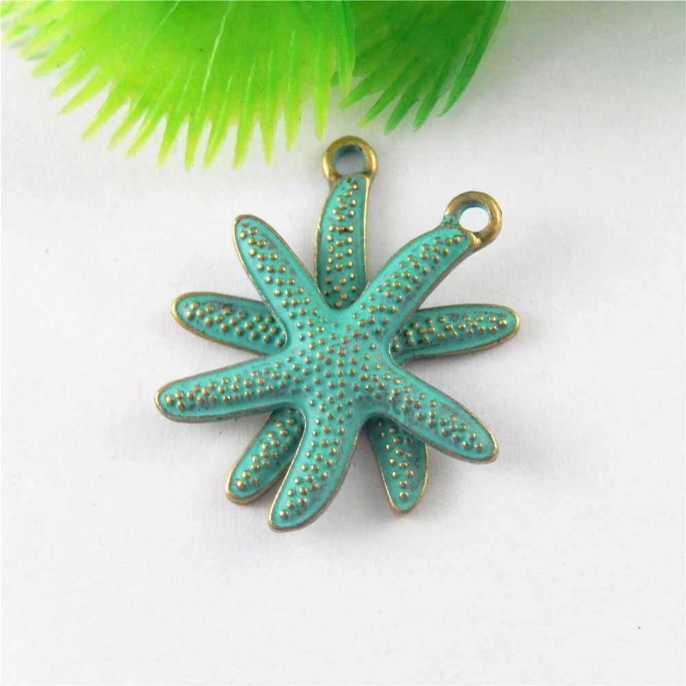 20pcs Antiqued Bronze Alloy Starfish Look Pendant Charms Jewelry Accessory Craft