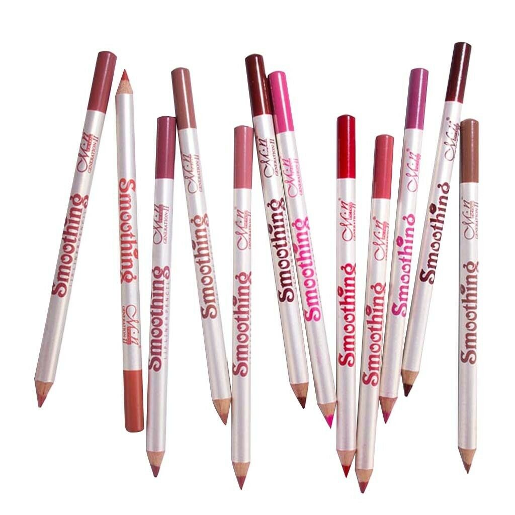 12PCs Lip Liner Pencil Waterproof Smooth Matte and Longlasting Lipliner Pen