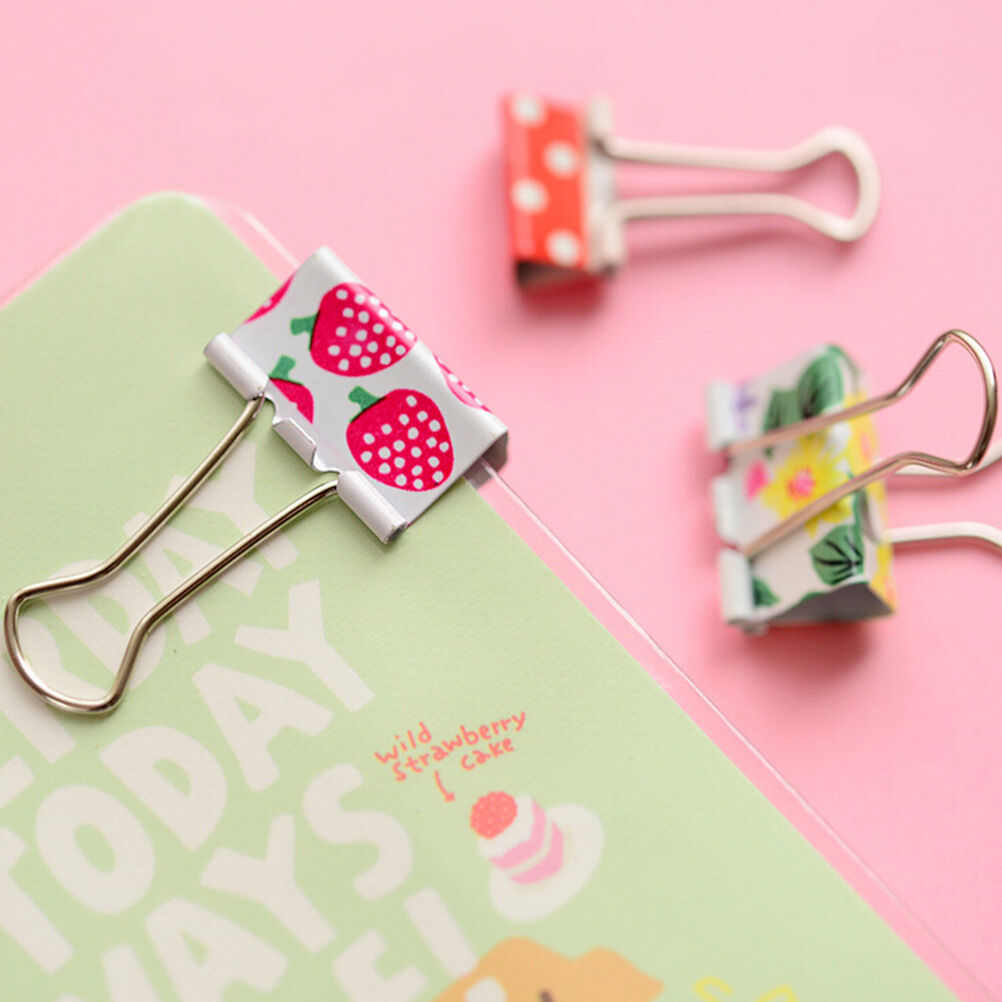 6X Floral Metal Foldback Binder Clip Stationary Office Ticket Paper Receipt DEAU
