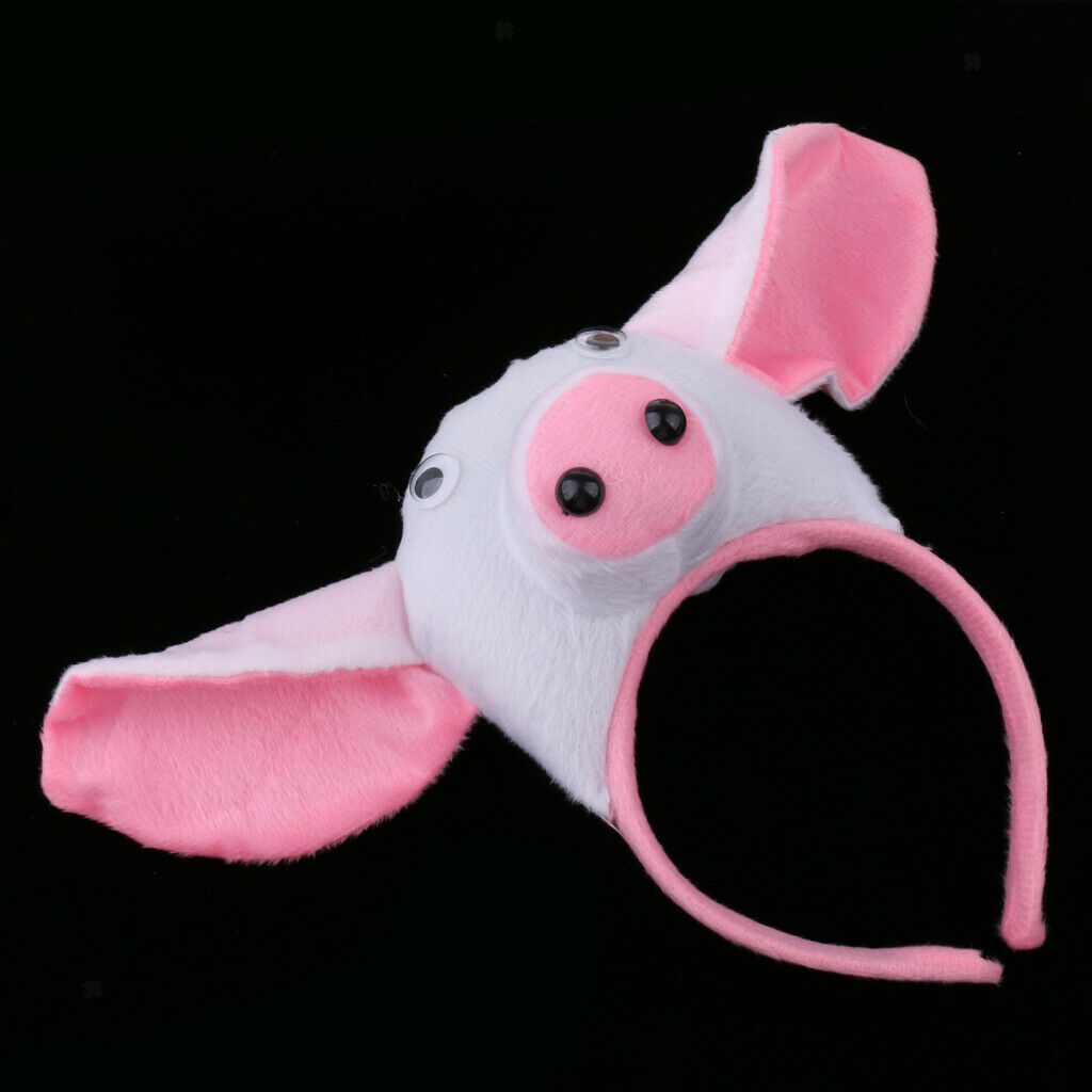 Kids Animal Pig Piggy Costume Kit Head Band Bow Tie Tail Fancy Dress White