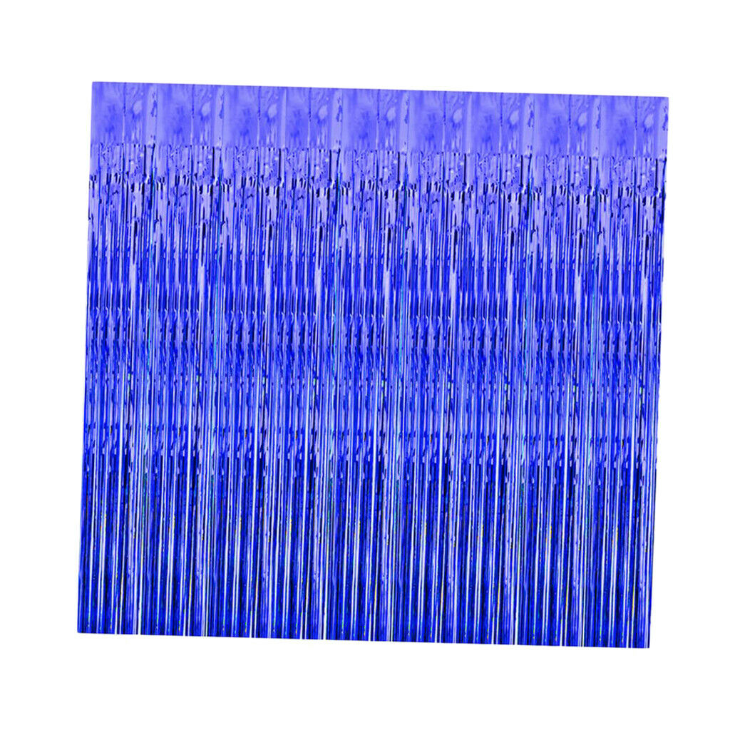 Metallic Tinsel Foil Tassel Curtains Party backdrops Decoration Blue