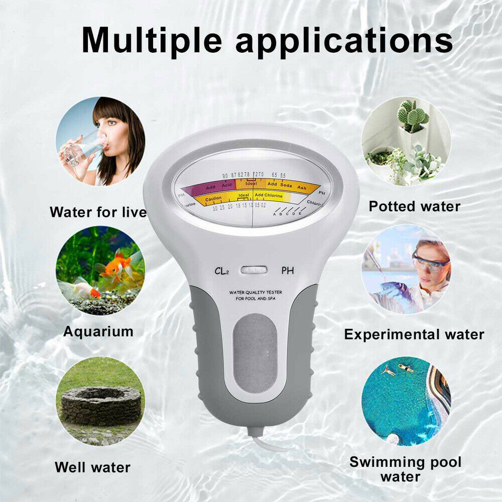 Portable 2in 1 Water Quality PH CL2 Chlorine Tester Level Meters For Swimming