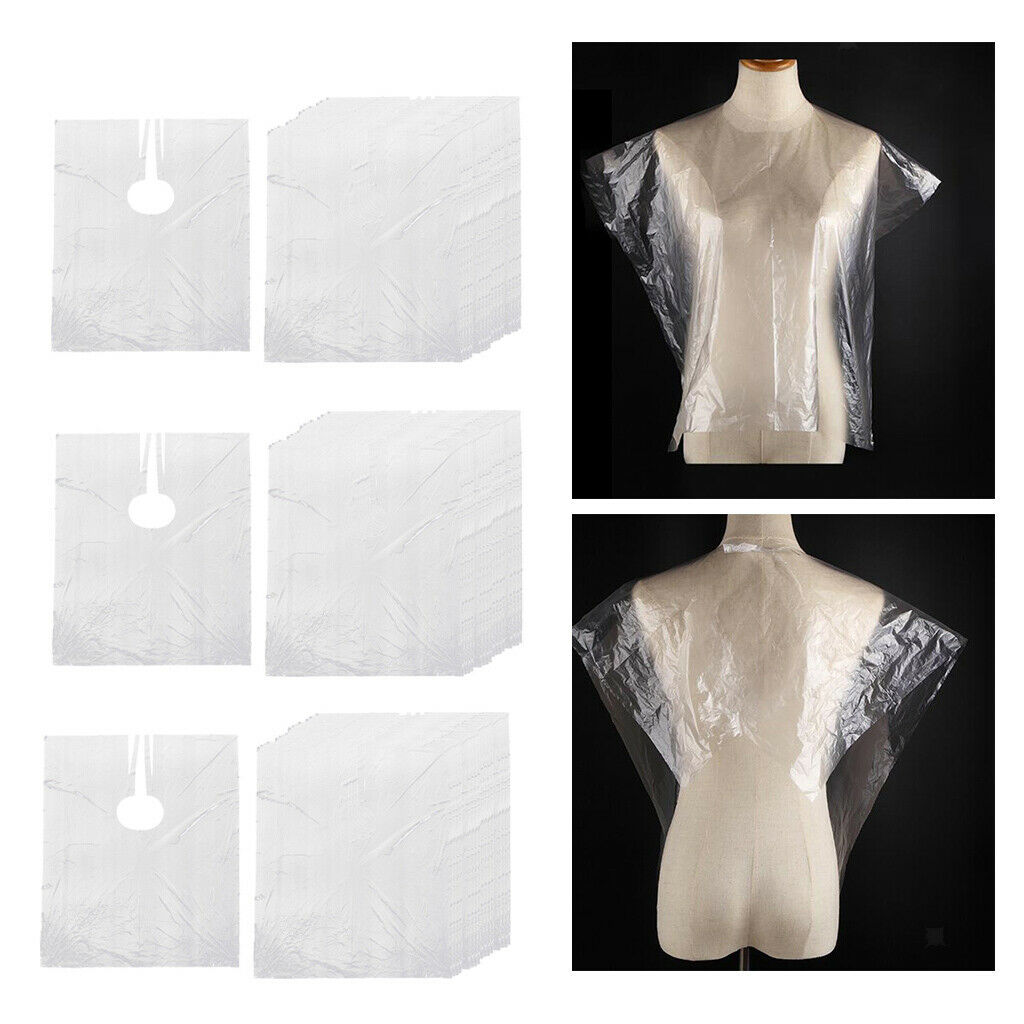 150x PE Disposable Hair Cutting Cape Salon Gown Unisex Capes Apron Gowns
