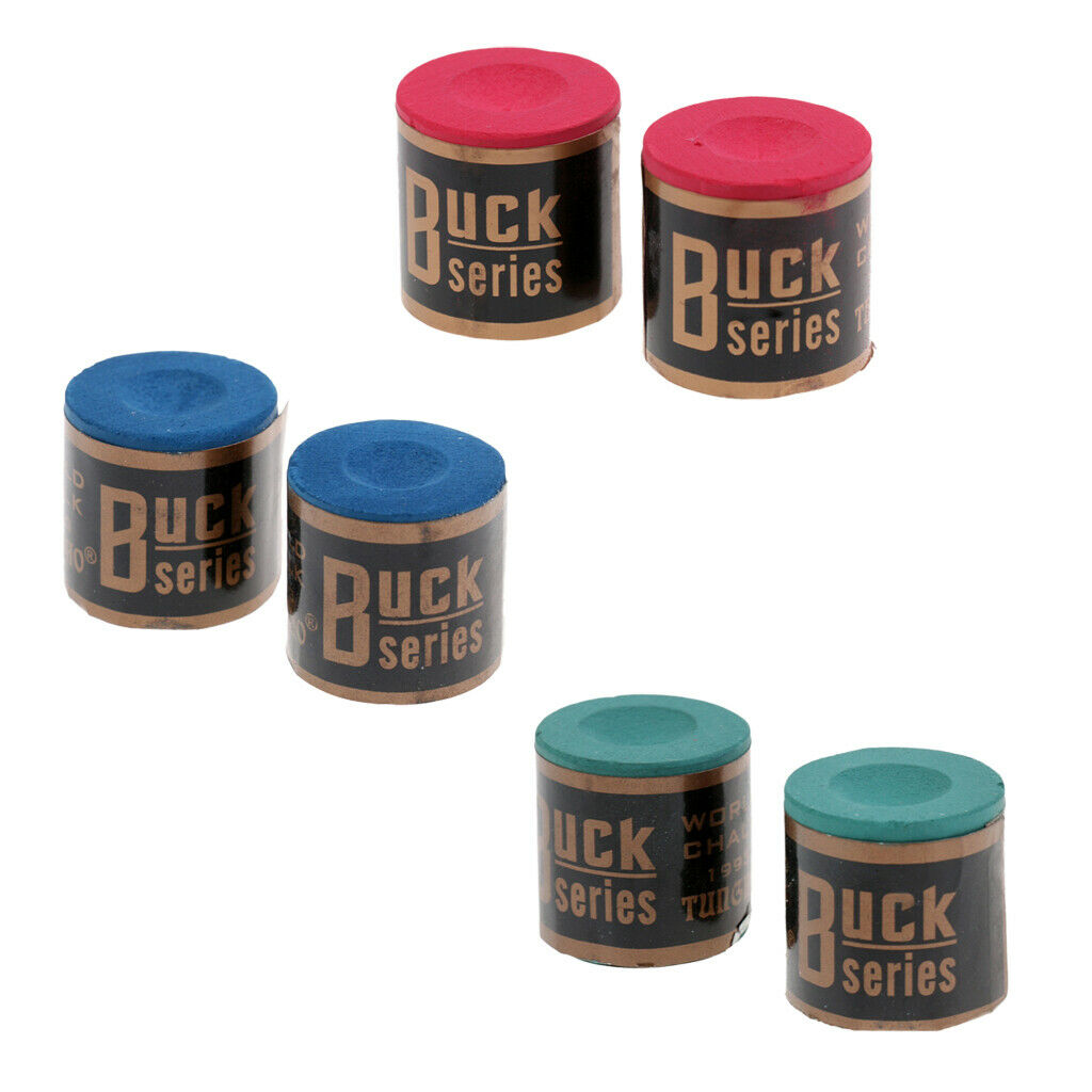 6 Blocks of Premium Snooker Billiards Pool Cue Stick Tip Chalk Set 3 Colors