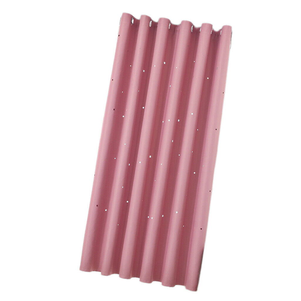 Romantic Hollow Star Blackout Curtain for Bedroom Pink_132x160cm