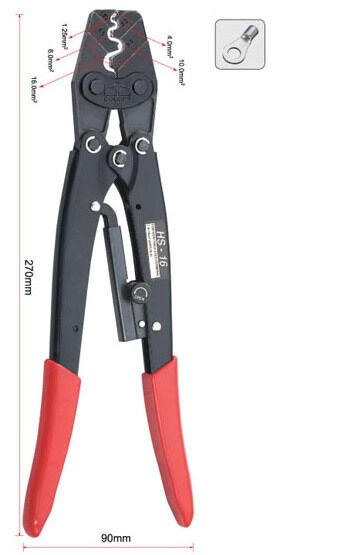Ratchet terminal crimper for non-insulated AWG16-6