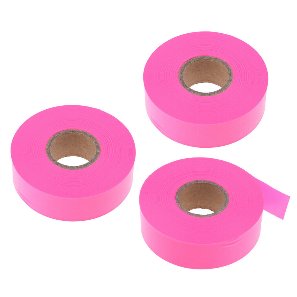Pack of 3 Pink Color Hunting Hiking Flagging Mark Ribbon 45m.L x 10in.W