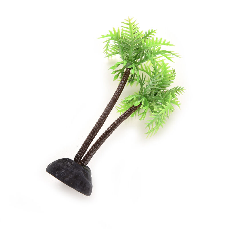 Plastic Aquarium Coconut Tree Fish Tank Plants Ornament Decoration Fresh .l8