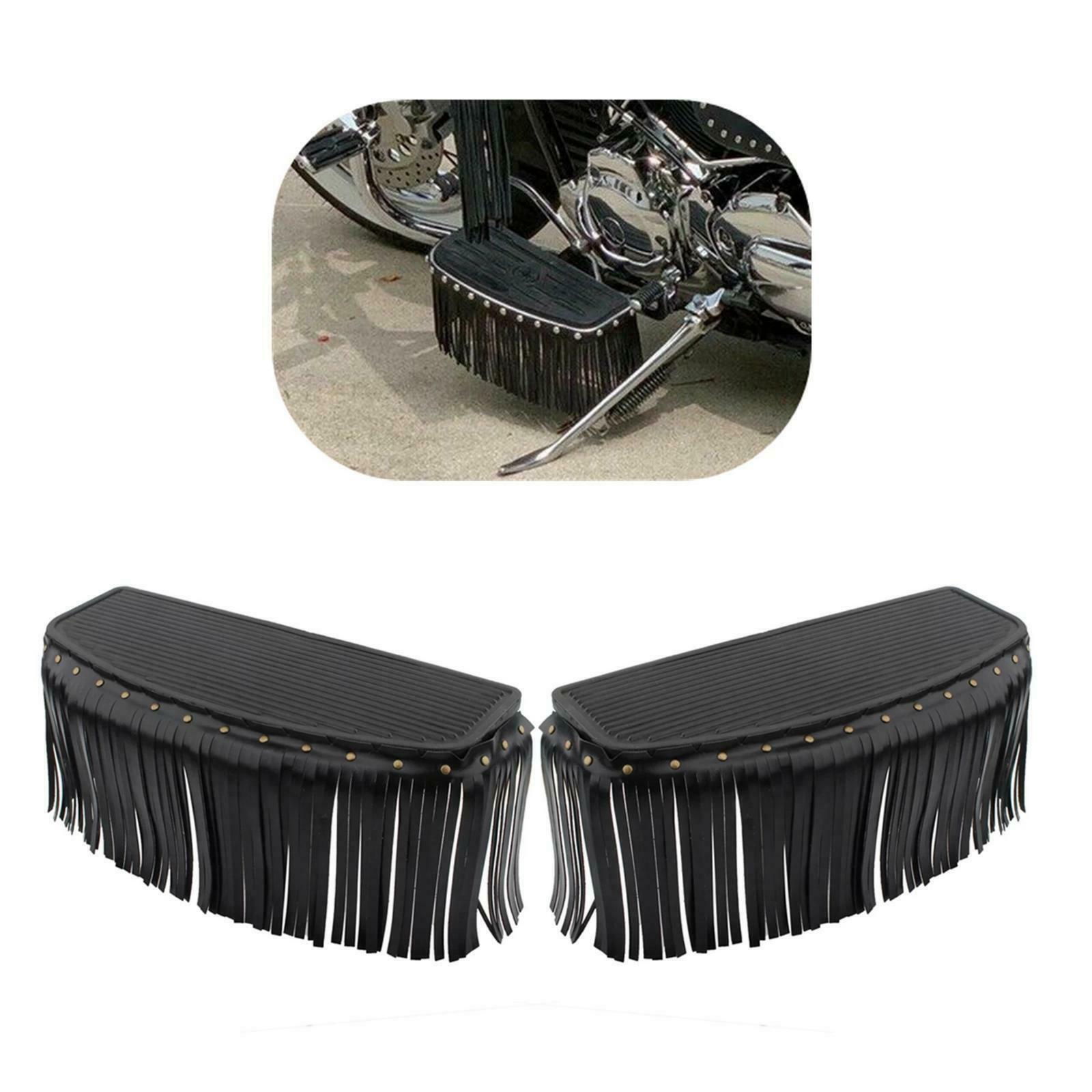 Motorcycle Front Driver Floorboard Cover with Tassel Rear Floor Board Fringe