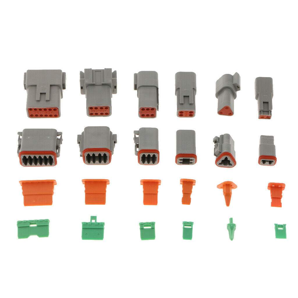 6 Kit 2 3 4 6 8 12 Pin DT Series Connector Gray Receptacle IP67 Waterproof Heavy