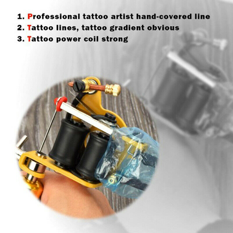 Black Tattoo Machine 10 Wraps Set Parts Supply Tattoo Body Art LinerL Pb