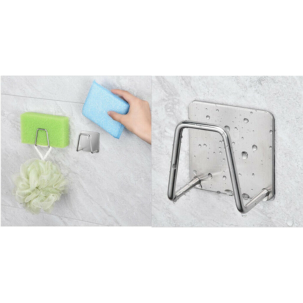 2x Kitchen Sponge Holder Self Adhesive Sink Rack Plastic Dish Cloth Cleaning