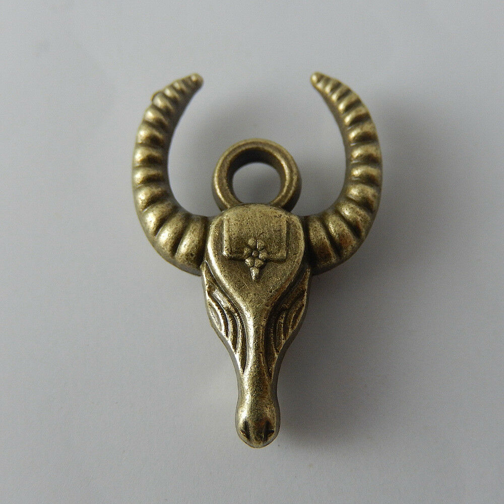 50877Vintage Bronze Alloy Sheep Head Shaped Pendants Charms Finding Crafts 10pcs