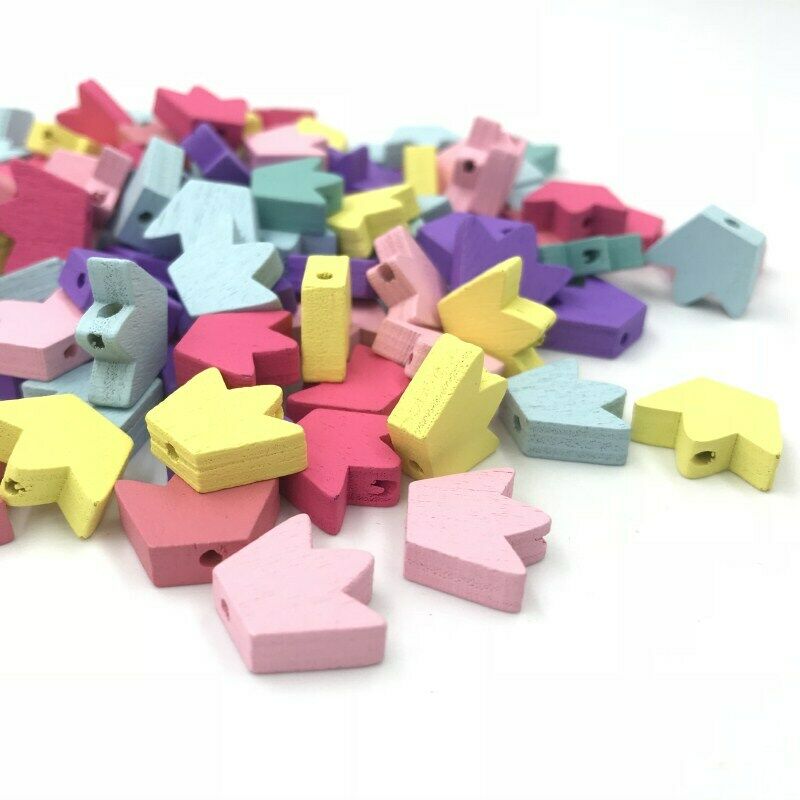 50pcs Crown Wooden Beads Spacer Beading DIY Jewelry making Pacifier clip 16X13mm