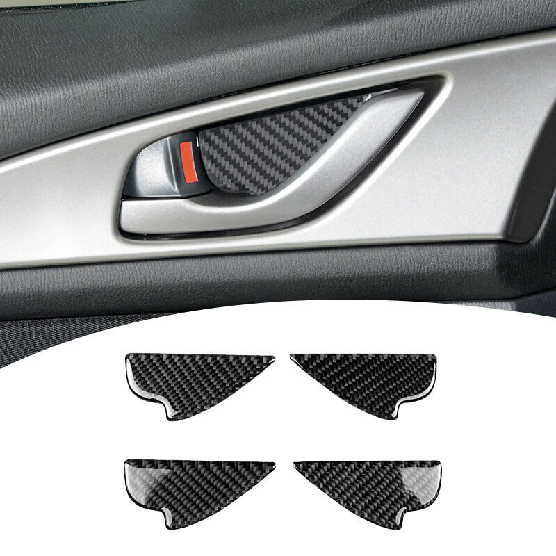 Carbon Fiber Interior Door Handle Bowl Panel Cover Trim for Mazda 2 3 6 DemiJ7V6