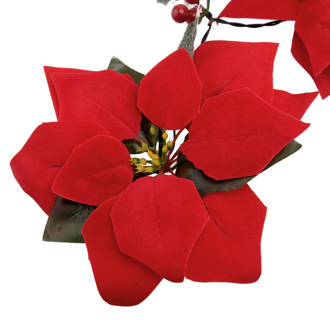 LED Christmas Poinsettia Lights Lamp Battery Garden Fairy String Party Decor