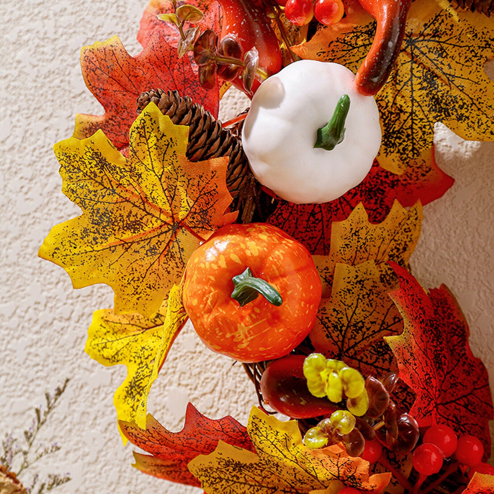 40cm Fall Harvest Artificial Pumpkin Wreath Festival Thanksgiving Home Decor