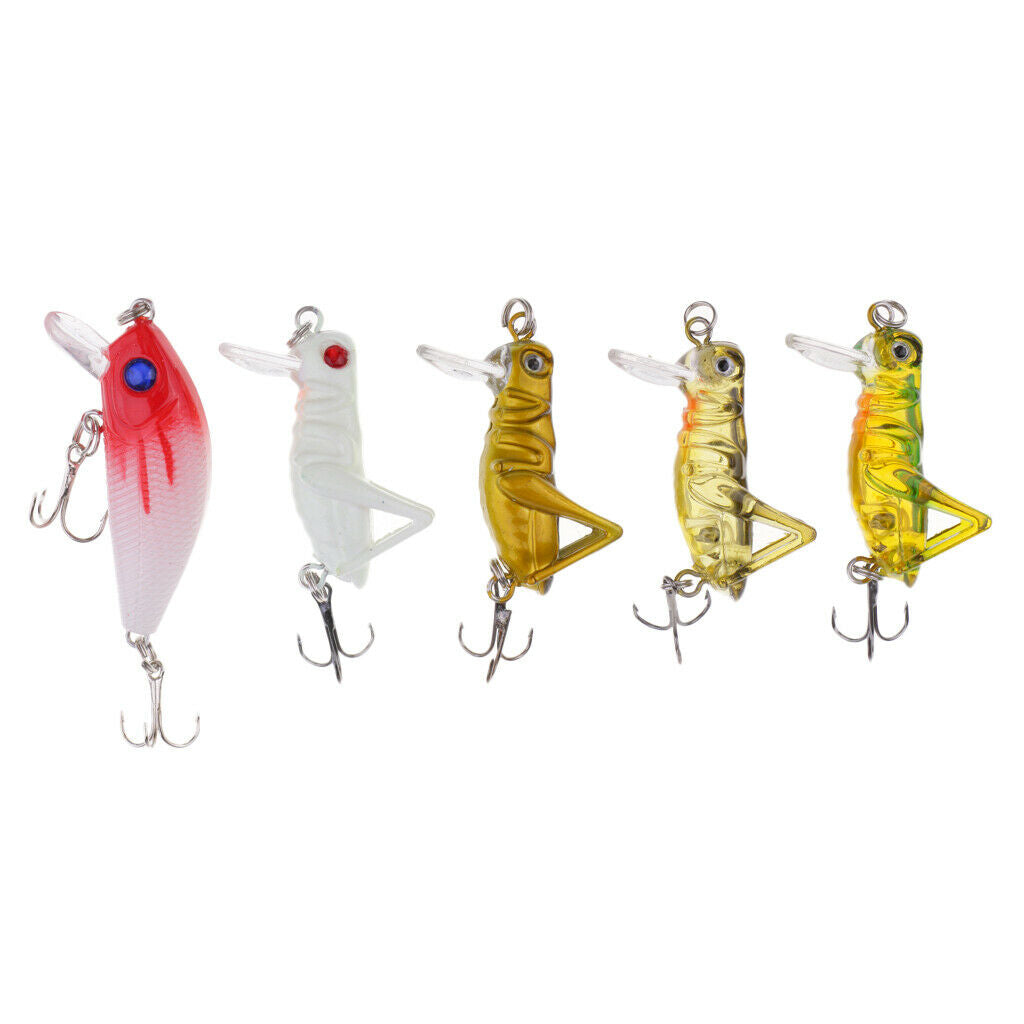 5Pcs Insect Grasshopper Shape Fishing Lure VIB Hard Crank Baits and Minnow