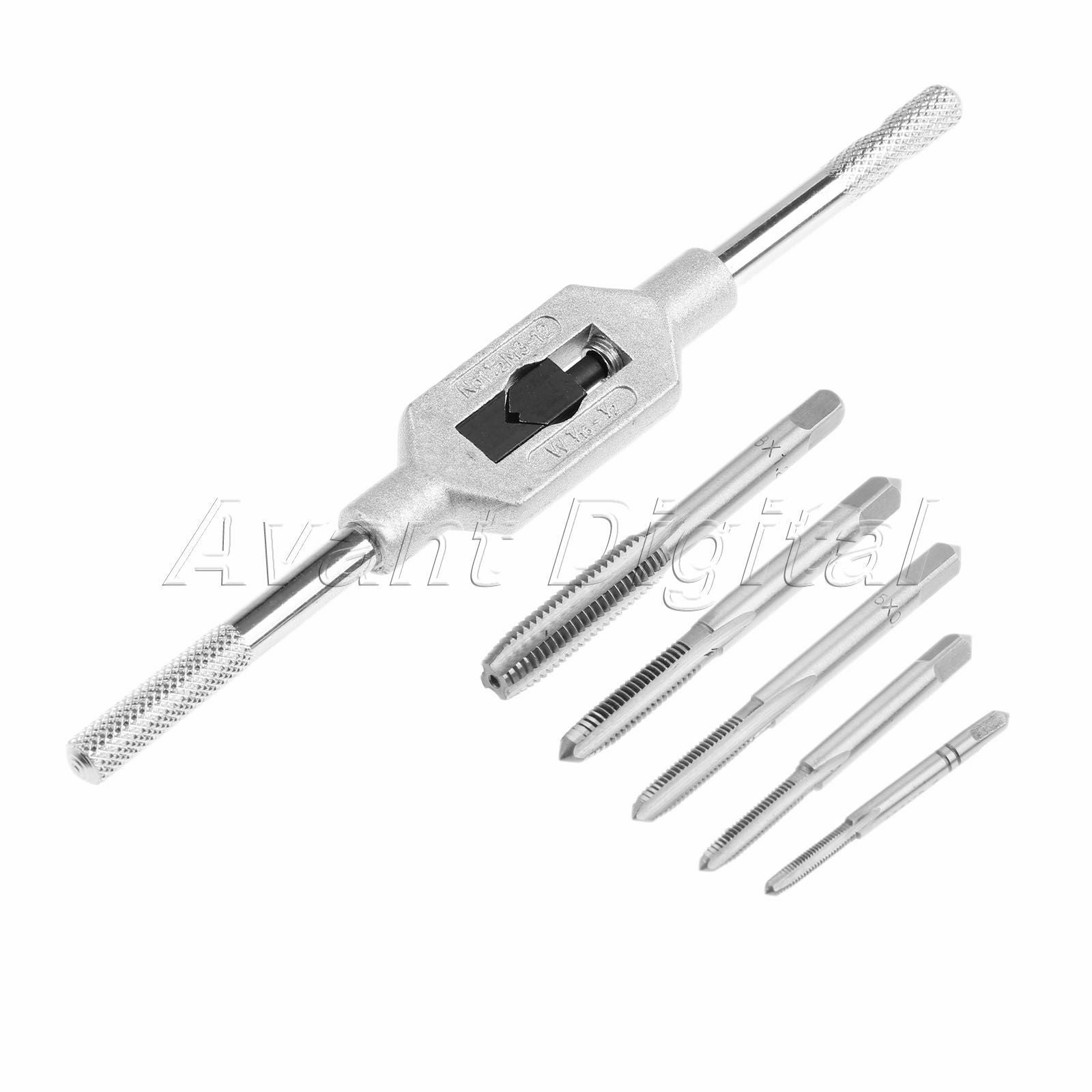 Durable M3-M8 Metric Screw Thread Tap Drill Bit Kit & Adjustable Tap Wrench Tool
