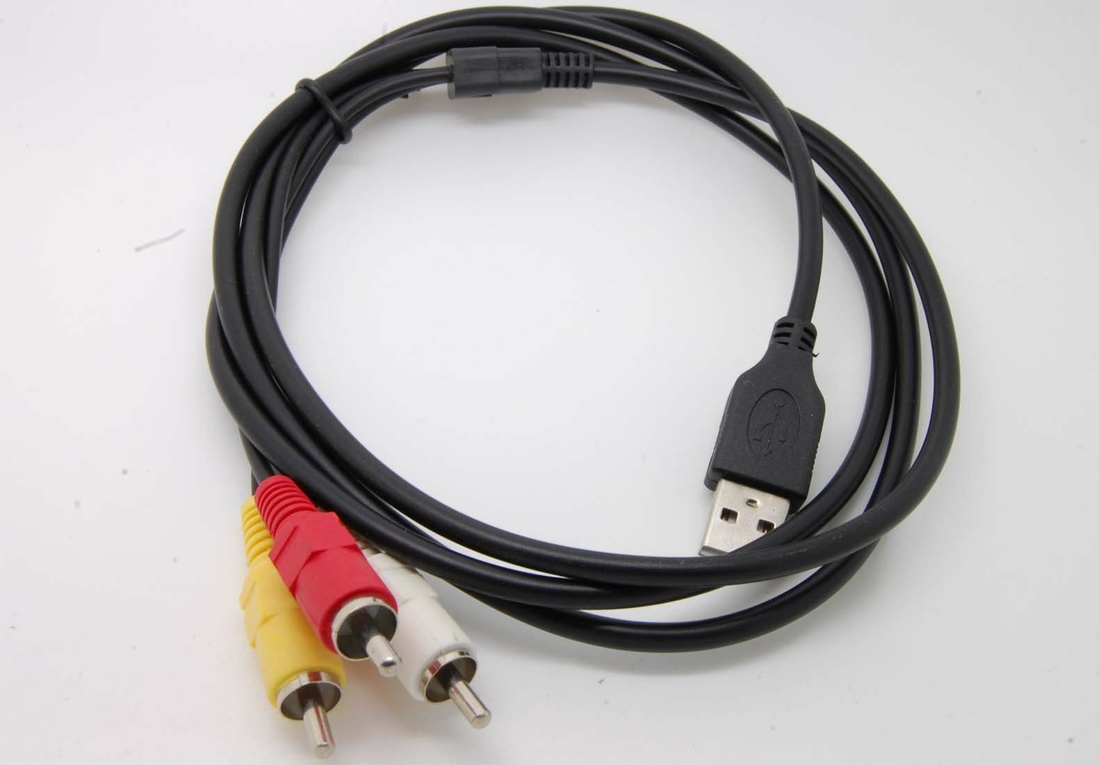 3 RCA Male to USB 2.0 Male A Composite Adapter Audio Video AV HDD DVR Data Cable