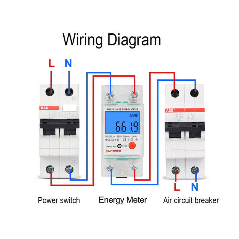 230V Digital LCD Kwh Wattmeter Power Consumption Energy Meter Electric Din Rail