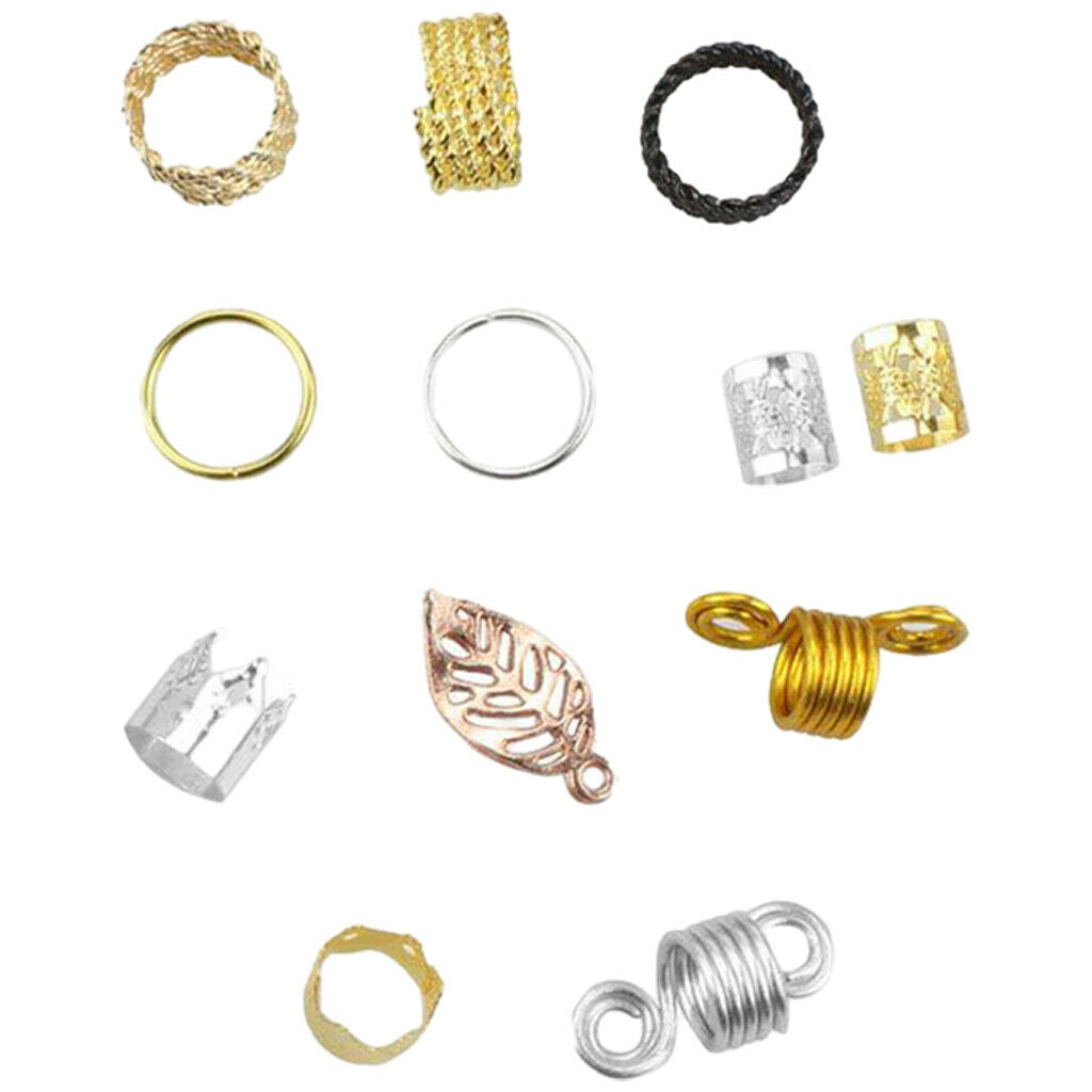 200 Pieces Metal Hair Jewelry Rings Decorations Pendants Hair Coil Dreadlocks