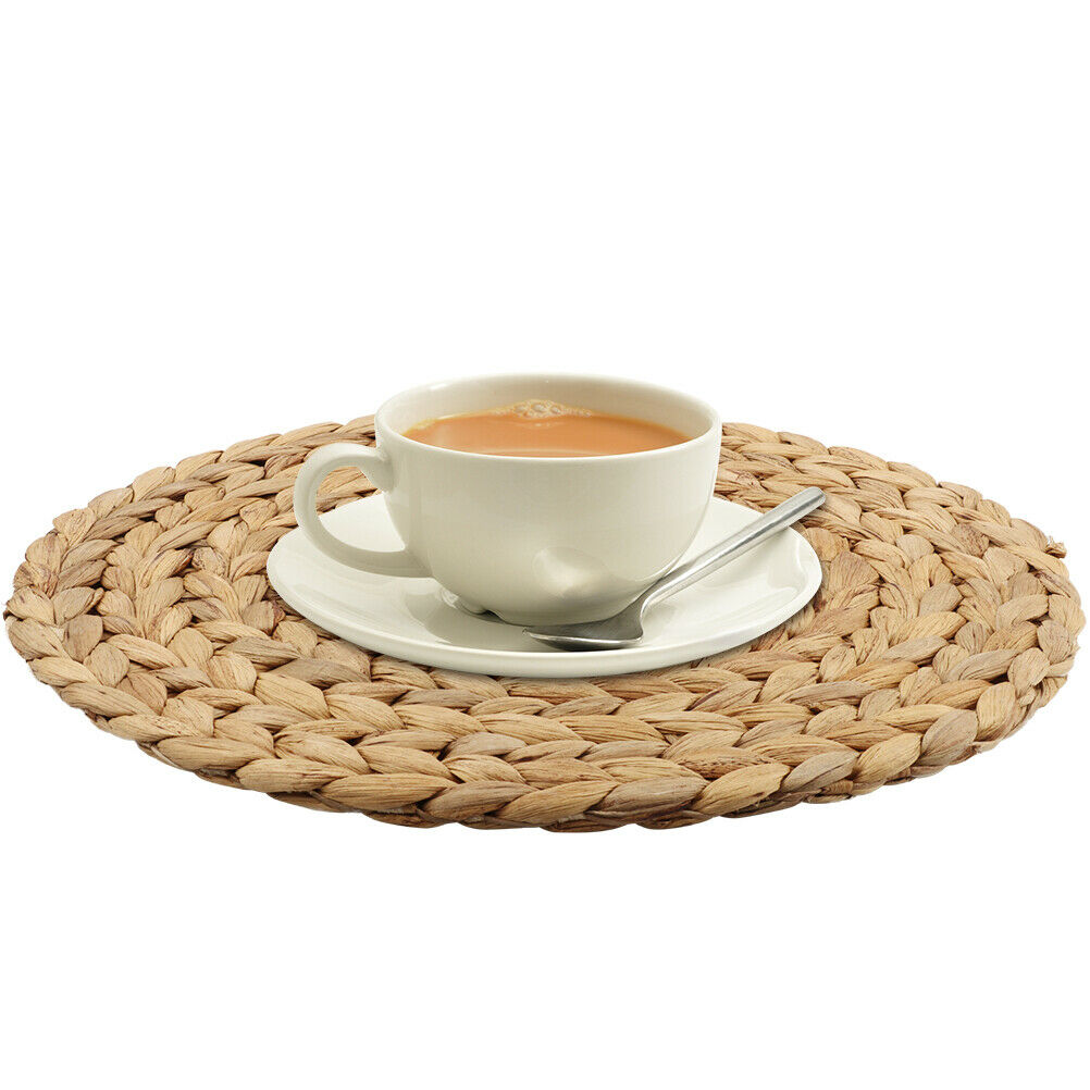 Round Woven Placemats for Table Straw Braided Placemat Heat Resistant Non-Slip