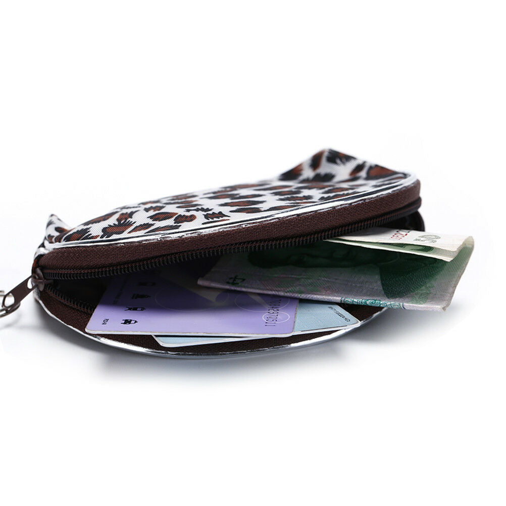 2Pcs Women Leopard Mini Wallet Card Holder Zip Coin Purse Clutch Handba  DDBDAU