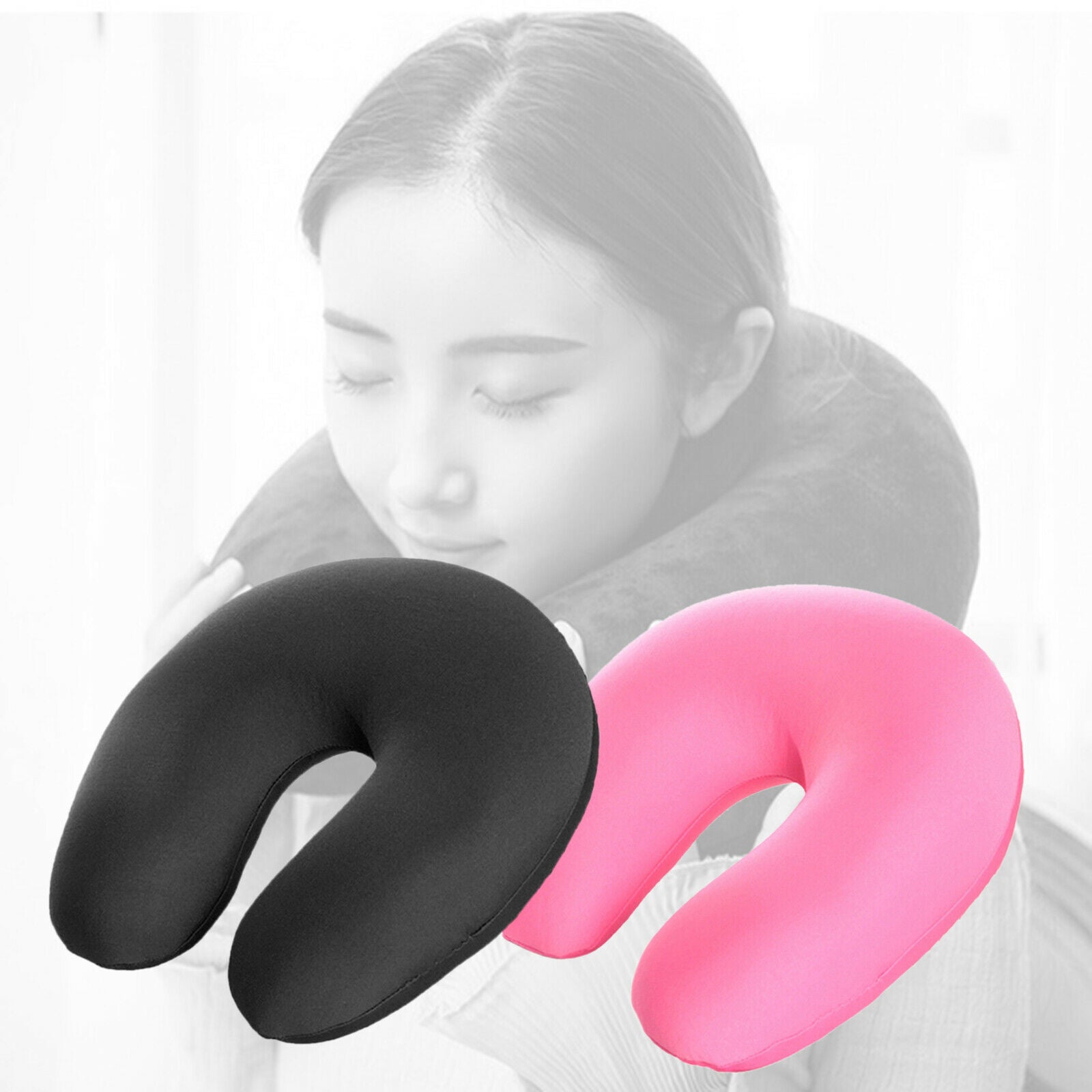 2x Travel Pillow U Shape Neck Pillow Headrest Cushion for Office Plane Seat